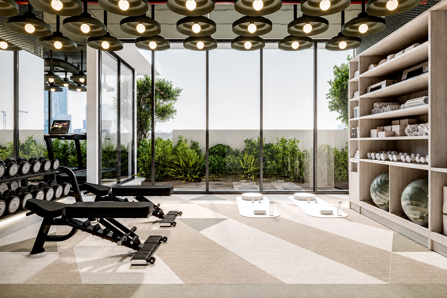 Arlington Park 2 gymnasium and yoga space