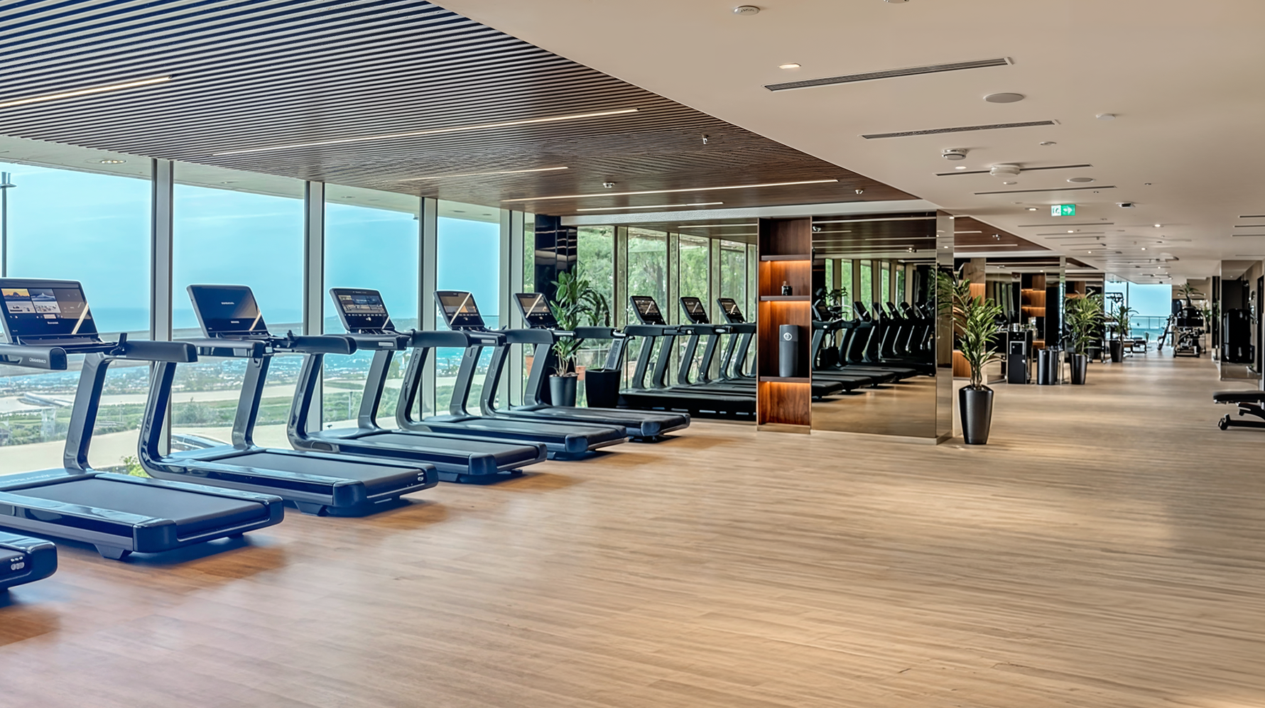 Fitness club with ocean views